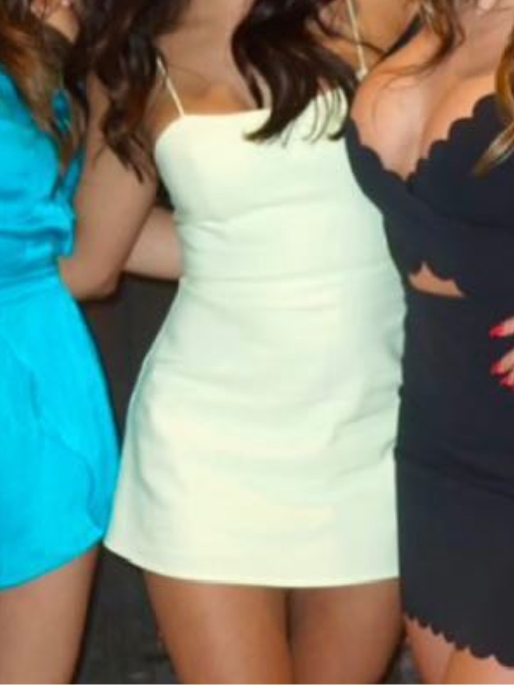 Spaghetti Strap Mini Dress in Light green Cream